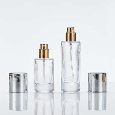 Transparent Glass Foundation Bottle With Screw Cap 100ml Round Shape Simple Design