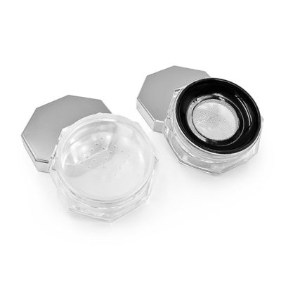 Round Transparent Loose Powder Case with Twist to Open Lid 15g Capacity Customizable Logo